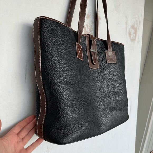 Talbots Made in Italy Black Pebbled Leather Tote Bag w/ Pouch - Picture 8 of 10